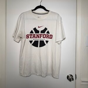 Nike Stanford Basketball Graphic Tee - White with Cardinal & Black Print Mens L